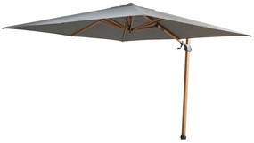 4-Seasons zweefparasol Siesta Premium 300 x 300 - woodlook/charcoal met voet en hoes