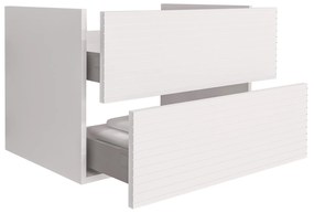 Sanigoods Maisy badmeubel ribbelfront 80cm wit met solid surface wastafel met kraangat wit mat