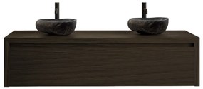 Gliss Design Ares badmeubel 120cm charcoal met rivierstenen waskommen