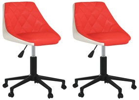 vidaXL Eetkamerstoelen draaibaar 2 st kunstleer rood en wit