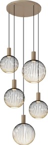 Ascha 5-lichts Hanglamp Zwart Beige
