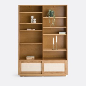 Boekenkast module met eiken fineer/rotan, Palano
