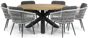 Tuinset Ronde Tuintafel 6 personen 160 cm Rope Wit Lifestyle Garden Furniture Western/Rockville