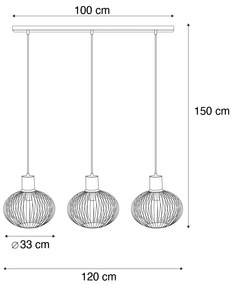 Eettafel / Eetkamer Moderne draad hanglamp zwart met beige 3-lichts - Gila Modern GU10 rond Binnenverlichting Lamp