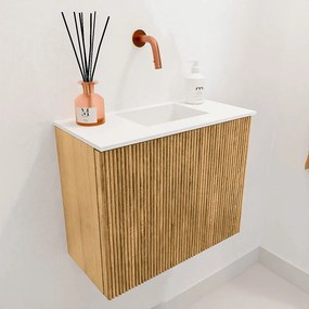 Mondiaz Joya 50cm toiletmeubel oak met wastafel faye rechts zonder kraangat talc