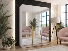 Kledingkast Hartford 614, Wit, Gouden, 202x150x52cm, 104.8 kg, Kledingkast deuren: Met scharnieren