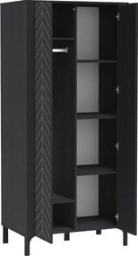 Kledingkast Mavtoru 106, Zwart, 198x90x55cm, 78 kg, Kledingkast deuren: Met scharnieren