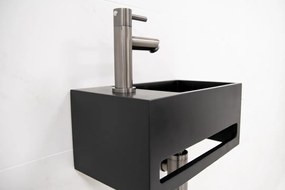 Saniclear Bali fonteinset links met mat zwarte fontein en kraan in verouderd ijzer - gunmetal