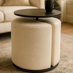 Kare Design Better Together Bijzettafel Met Ronde Poef - 46 X 46cm.