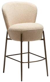 Dan-Form Orbit Boucle Barstoel Met Hoge Rugleuning Almond Shimmer