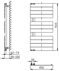 Aqualine Mili radiator mat zwart 45x93cm 381W