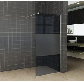 Wiesbaden Slim inloopdouche 90x200cm 8mm nano glas gedeeltelijk mat rookglas geborsteld staal sw203912/sw373478