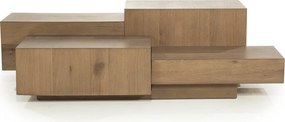 Grote Salontafel Eiken Blokken Bruin 140x75 Cm - 140 X 75cm.