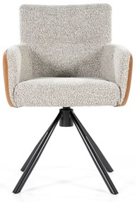 Eleonora Sef Draaibare Eetkamerstoel Beige Boucle Cognac Leer
