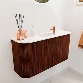 Mondiaz Joya 85cm toiletmeubel ronding links/rechts ruby met wastafel faye midden 1 kraangat talc
