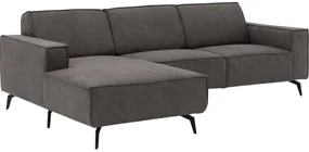 Goossens Hoekbank Hercules donkergrijs, microvezel, 2,5-zits, modern design met chaise longue links