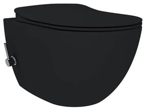 Creavit Hangend Toiletset - 35.3x51cm - Bidetsproeier warm/koud - spoelrandloos - met zitting - mat zwart SW1152759/SW1152725