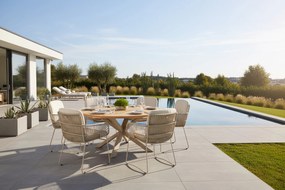 4 Seasons Outdoor Murcia tuinset latte met Prado tafel teak blad Ø 160 cm * Sale * Tuinset   beige weerbestendig