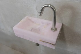 Saniclear Pink Onyx fonteinset met gebogen kraan in RVS