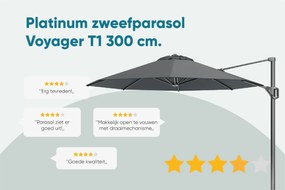 Platinum Voyager ronde zweefparasol T1 3 m. - Taupe met voet en hoes