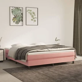 vidaXL Boxspringframe fluweel roze 180x200 cm