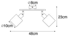 Stoffen PlafondSpot / Opbouwspot / Plafondspot zwart met zwarte kap 2-lichts verstelbaar - Hetta Modern E14 Binnenverlichting Lamp