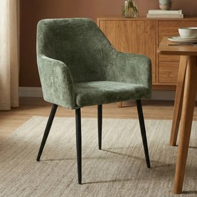 Olijfgroene Eetkamerstoel Met Armleuningen