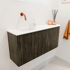 Mondiaz Joya 90cm toiletmeubel ronding rechts shadow met wastafel faye links zonder kraangat talc