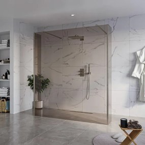 Fortifura Galeria Vrijstaande Inloopdouche - 180x200cm - Rookglas - antikalk - 8mm veiligheidsglas - 2 zijwanden 40cm - wandsteunen en hoekprofielen - Geborsteld Gunmetal PVD SW927771 2x/SW797943/SW797934 2x/SW798732 2x