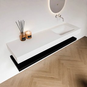Zaro Alan badmeubel 160cm met planchet urban en vrijhangende wastafel cloud rechts zonder kraangat talc