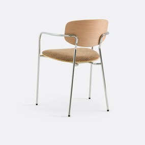 Tafelfauteuil van chroom en hout, Avino