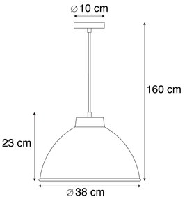 Set van 2 Scandinavische hanglampen grijs - Anterio 38 Basic Landelijk E27 rond Binnenverlichting Lamp