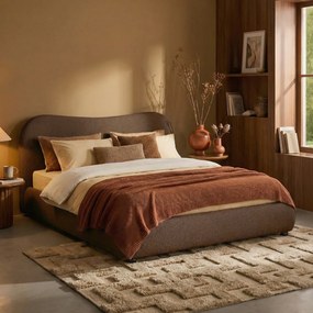 Bedframe Bruine Stof Met Organisch Hoofdbord 160x200 Cm