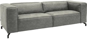 Goossens Bank Calvin grijs, micro leer, 3,5-zits, modern design