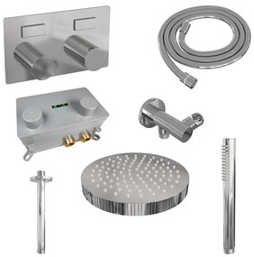 Brauer Stripe inbouw regendouche met 25cm hoofddouche, plafondarm en staafhanddouche set 27 chroom