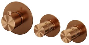 Brauer Copper Edition inbouwthermostaat - met inbouwdeel - 3 gladde knoppen - PVD - geborsteld koper 5-GK-088