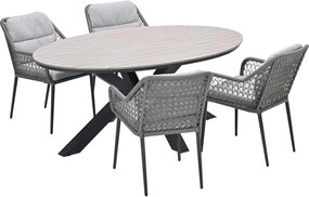 Garden Impressions Pemba tuinset 5-delig - Tulli tuintafel 180x115 cm - light teak vironwood