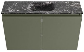 Mondiaz Ture DLux toiletmeubel 80cm army met wastafel lava midden zonder kraangat