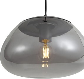 Retro hanglamp gunmetal met smoke glas - Giselle