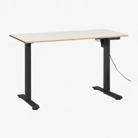 Elektrisch Verstelbaar Rechthoekig Bureau Met Geheugenfunctie Van Hout En Ijzer Serpi ↔︎ 120 Cm & Zwart & Wit Hout - Sklum