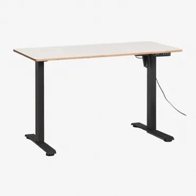 Elektrisch Verstelbaar Rechthoekig Bureau Met Geheugenfunctie Van Hout En Ijzer Serpi Wit Hout & ↔︎ 120 Cm & Zwart - Sklum