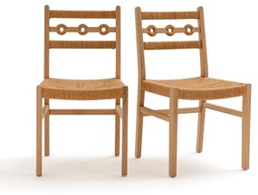 Set van 2 stoelen eik en vlechtwerk, Menorca