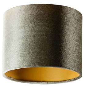 Velours lampenkap groen met gouden binnenkant 18/18/14 Klassiek / Antiek rond