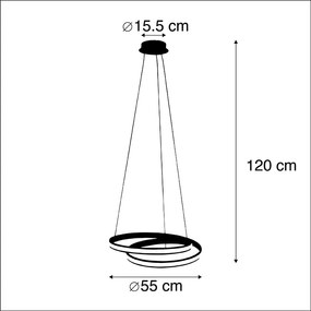 Eettafel / Eetkamer Moderne hanglamp wit 55cm incl. LED 3 staps dimbaar - Rowan Modern rond Binnenverlichting Lamp