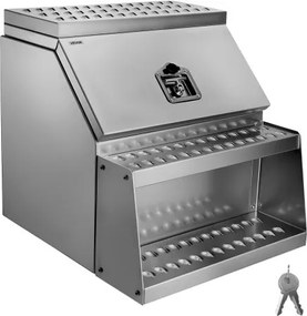 VEVOR Zadeltas opstapkist, 610x695x645 mm, gereedschapskist aan de zijkant, opbergkist voor zadeltas met T-handgreep, slot en sleutels voor oplegger, dieplader