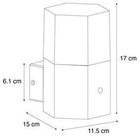 Buiten wandlamp met schemerschakelaar / dag-nacht sensor met bewegingsmelder zwart met smoke glas zeshoek en schemersensor - Denmark Modern E27 IP44 Buitenverlichting