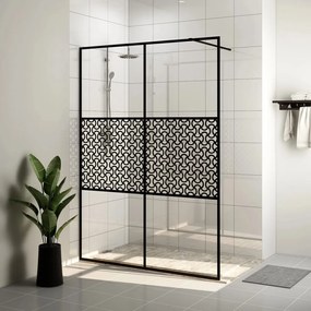 vidaXL Inloopdouchewand 140x195 cm ESG-glas transparant en zwart