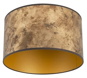 Stoffen Lampenkap brons 35/35/20 met gouden binnenkant cilinder / rond