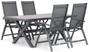 Tuinset 4 personen 185 cm Aluminium/Textileen /Aluminium/textileen Grijs Presto Vasto/Crossley