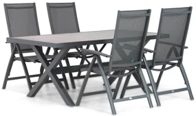 Tuinset 4 personen 185 cm Aluminium/Textileen /Aluminium/textileen Grijs Presto Vasto/Crossley